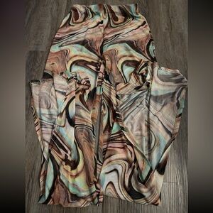 High waist Mesh Multicolor Flare Pants